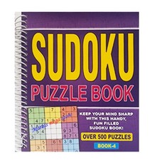 SPIRAL BOUND SUDOKU PUZZLE BOOK FUN FILLED - OVER 500 PUZZLES - 4 LEVELS - HOME