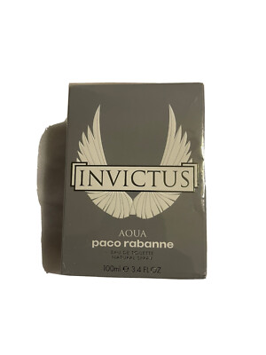 PACO RABANNE INVICTUS AQUA 3.4OZ EAU DE TOILETTE SPRAY FOR MEN. 