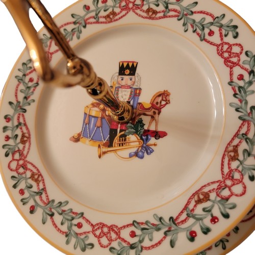 Christmas Nutcracker 2-Tiered Serving Tray Plates Block Spal Whimsy Portugal 90s - Picture 5 of 12