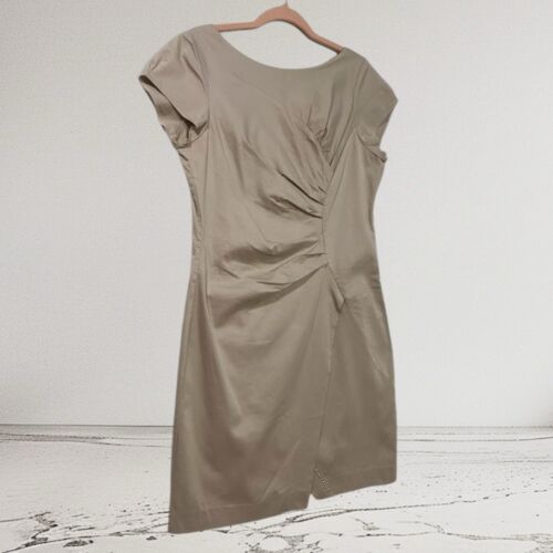 Vestido Pierre Cardin Paris Para Mujer Talla 38 EE. UU. Mediano Caqui Acanalado Tachonado Verano - Imagen 3 de 19