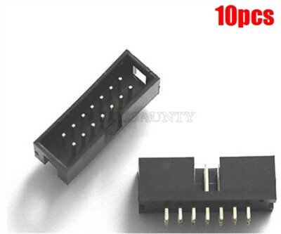 10Pcs Straight Jtag Socket Connector For Flat Ribbon Cable DC3-14P 2 Row 14P zn