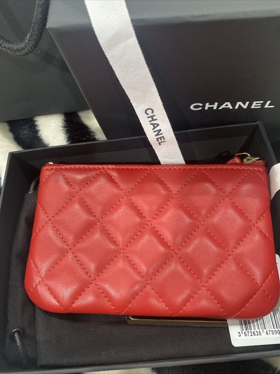 CHANEL 16P Lucky Casino Charms Mini O-Case Beauty CC Mademoiselle Zip Pouch  Red