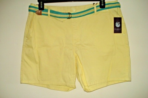 Ladies Shorts Yellow w Belt Size 14 Slimming Gloria Vanderbilt - 第 1/2 張圖片