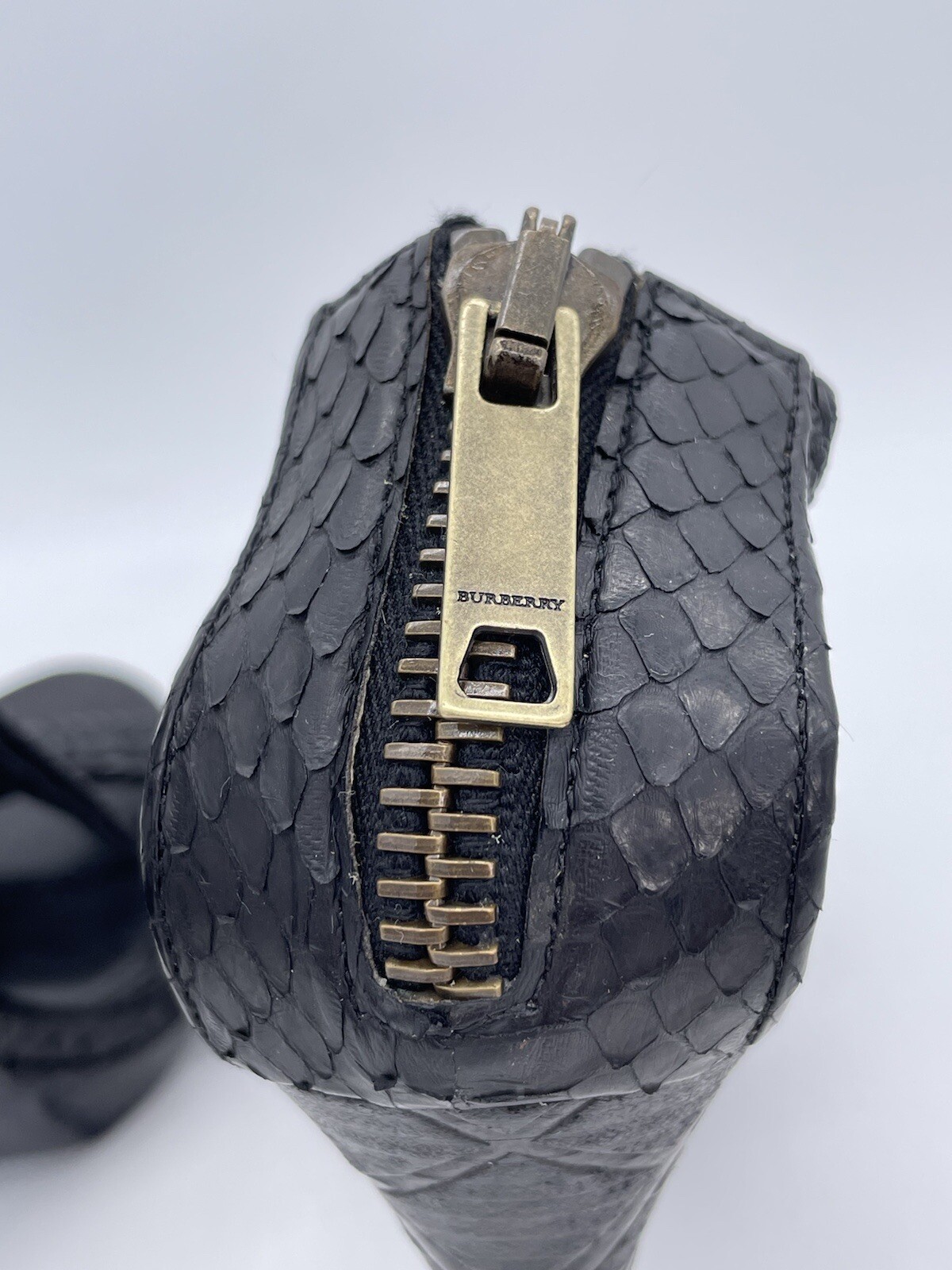 Burberry Plisse Black Python Leather Platform Str… - image 7