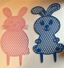 2 Plastic Easter Bunny 16  Yard Stakes Pink And Blue