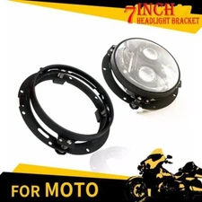 Black 7"LED Headlight Round Mounting Bracket Ring For Jeep Wrangler JK TJ Harley