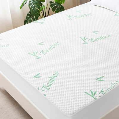 Bamboo King Mattress Protector, Breathable Cooling, Waterproof, Quilted, 18''