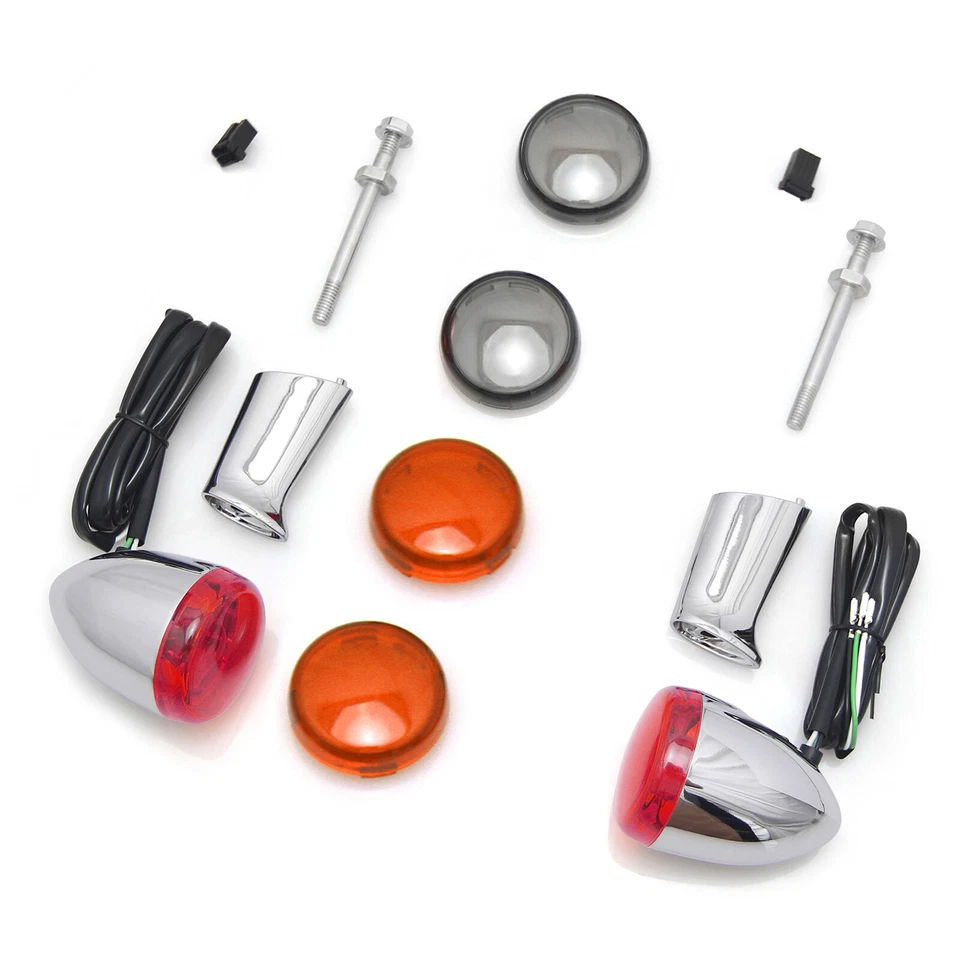 Bullet Rear Turn Signal Indicator Brake running Lights For Harley Sportster Dyna - Image 3 of 4