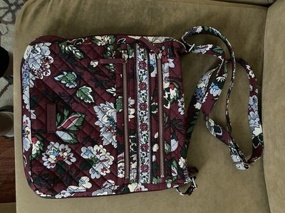Vera Bradley Bordeaux Blooms Triple Zipper Crossbody Hipster