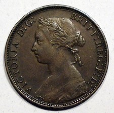Great Britain 1876 H Queen Victoria Half (1/2) Penny coin - Rare Date High Grade