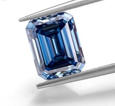 Certified 5 Ct CVD Lab Grown Diamond Emerald Cut Natural Blue Color VVS1 Diamond