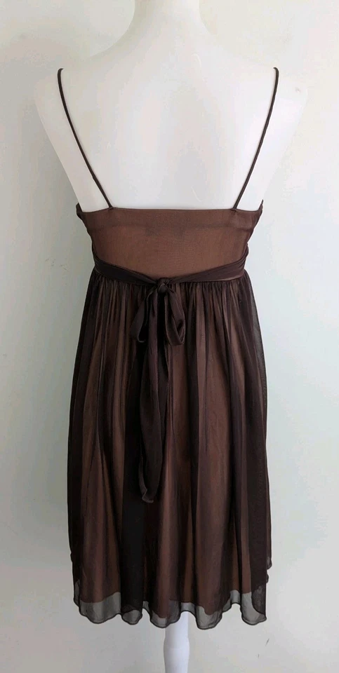 Vestido slip vintage anos 90 y2k marrom transparente babydoll renda caprichoso Fairycore pequeno - Imagem 4 de 4