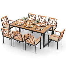 9 Pieces Patio Dining Set with Soft Cushions and 1.9" Umbrella Hole for Garden