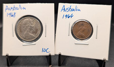 2‑Coin Bundle – Australia 1968 10 Cents & 1966 1 Cent