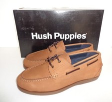 Image of Hush Puppies Mens Leather Tan Casual Deck Formal Shoes RRP £80 New UK Size 6