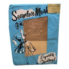 Vintage Fifth Avenue Seamless Micromesh First Quality Stockings Sz 10 1/2 Blush