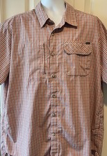 Eddie Bauer Travex Red Plaid Polyester Cotton Vented Short Sleeve Shirt - 2XL