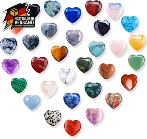 22 Stück Kristalle Edelsteine Herz Stein Set, Liebesherz Natürliche Bunte Krista 22 Stück Kristalle Edelsteine Herz Stein Set, Liebesherz Natürliche Bunte Krista
