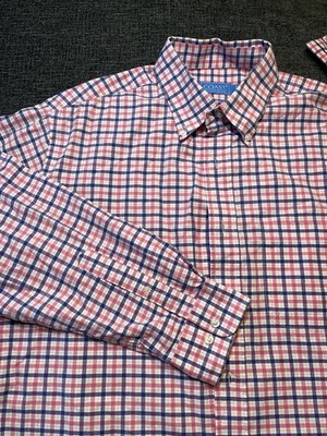 Coast Men s Plaid Button Down Shirt Long Sleeve Casual Red Blue White Pawleys