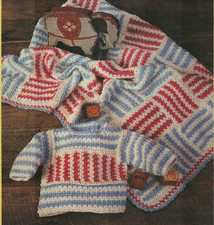 STRIPED LAYETTE BABY SWEATER BLANKET DIGEST SIZE CROCHET PATTERN INSTRUCTIONS