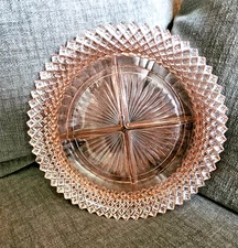 Vintage Hocking Glass Miss America Pink Depression Glass 4-Section Relish Dish