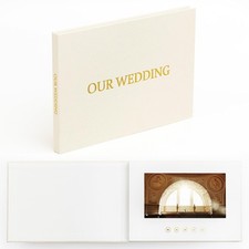  OUR WEDDING - GOLD FOIL  Luxury Linen Bound Wedding Video Book  Gold foil...