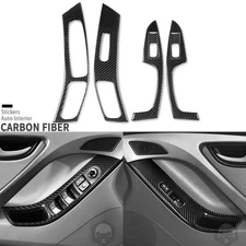 6x Real Carbon Fiber Window Lift Switch Panel Cover For Hyundai Elantra 2011-16