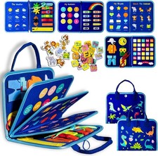 Toddler Busy Board, Montessori Toys for Boys and Girls, Birthday Gift, Blue.