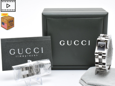 NEAR MINT w/Box] GUCCI 2305L Black Dial Silver 17mm Women's Quartz