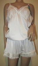 Custom Satin Nylon Teddy Romper Step in White lace Sz 42B 9 panty playsuit