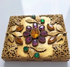 Vintage FOSTER Rhinestone Jewelled Powder Compact Makeup Case. Ref:abod.