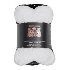 Plush Paw Heart Pet Sherpa Blanket Bone Pillow Set - Black - 50x60 - Dog ...