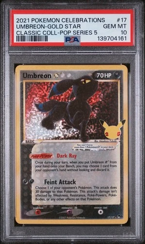 2021 Pokémon Celebrations Umbreon Gold Star 17/17 Graded PSA 10 GEM MINT