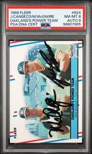 1988 Fleer #624 Autographed Mark McGwire & Jose Canseco PSA 8 Auto 9 Pop 4