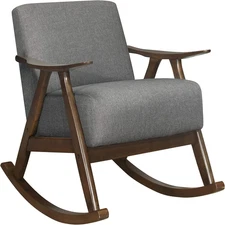 Helena 28.5" W Fabric Wood Arm Rocking Chair, Gray