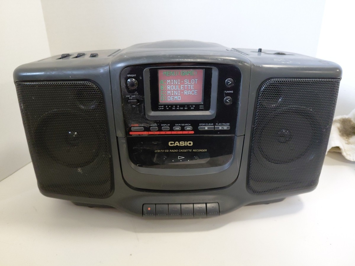 RARE Casio 1994 Boombox LCD-TV CD TV Works, (CD & Cassette Don't