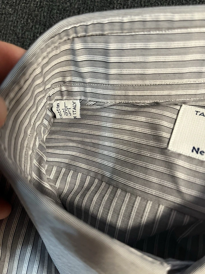 Brioni For Neiman Marcus Men’s Short Size large 16 1/2. Gray Stripes French cuff - Image 4 of 4