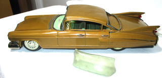 VINTAGE BANDAI 1959 TIN FRICTION 12" 4 DOOR CADILLAC