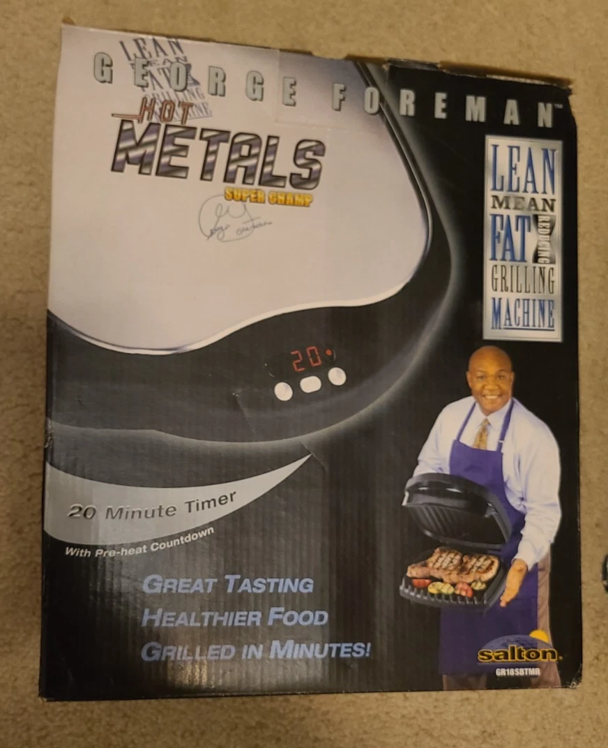 George Foreman Grill Hot Metals LEAN MEAN FAT REDUCING GRILLING MACHINE W/ BOX