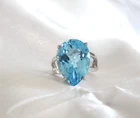 Vintage Sterling Silver 925 Large Natural Heated Blue Topaz Ring Size 6