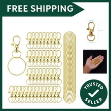 100PCS Keychain Hooks with Key Rings，Metal Swivel Lobster Claw Clasps, for Ke...