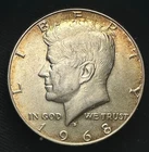 1968 D Kennedy Half Dollar - Rare Golden Album Toning - 40% Silver