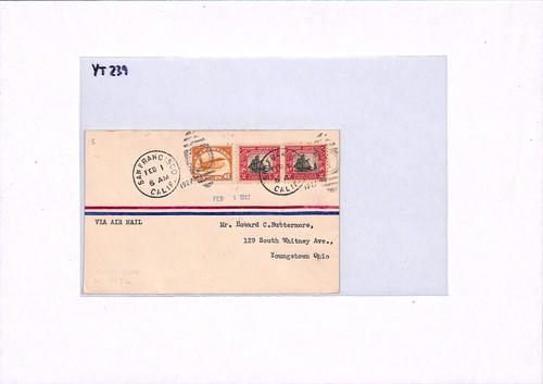 USA Air Mail Cover 1927 10c RATE FIRST DAY San Francisco Ohio Youngstown YT239 - Picture 7 of 12