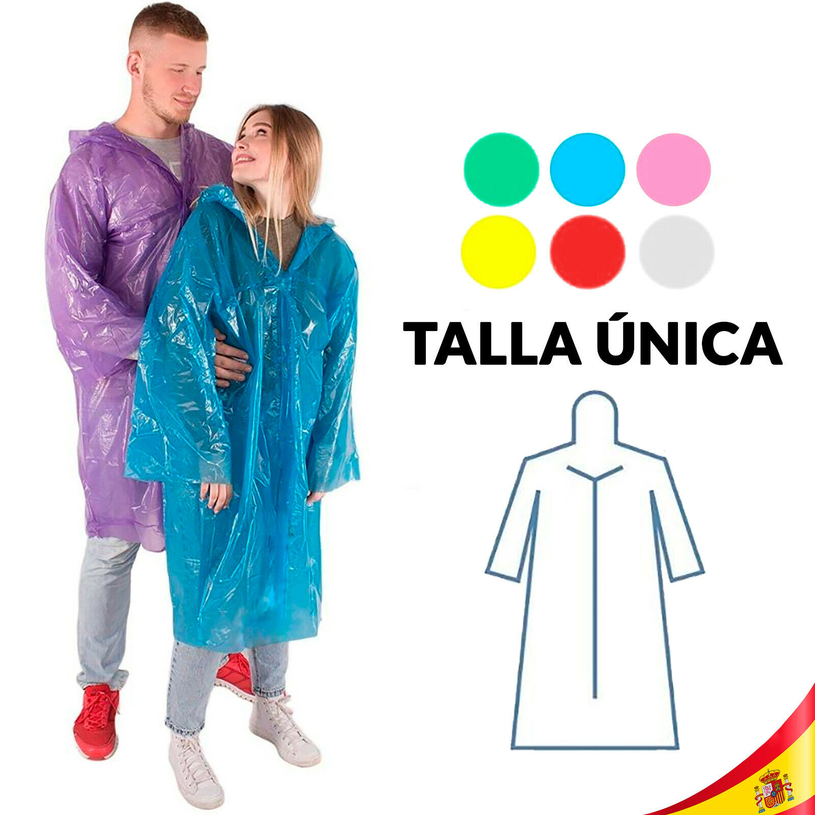 PONCHO CHUBASQUERO IMPERMEABLE ADULTO UNISEX URGENCIA SALVA LLUVIAS CAMPING ML