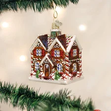 OLD WORLD CHRISTMAS CHRISTMASTIME COTTAGE BLOWN GLASS CHRISTMAS ORNAMENT 20075