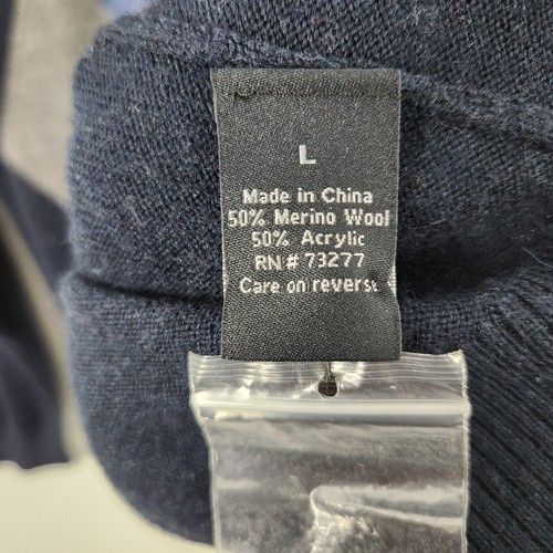 APT. 9 Men's Blue V-Neck Pullover Argyle Sweater Merino Wool Blend Long Sleeve L - Picture 6 of 7