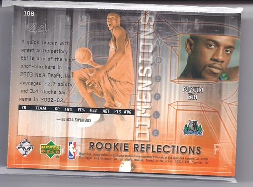 03-04 Triple Dimensions Ndudi Ebi Rookie Reflections Timberwolves RC #1953/1999 - Picture 2 of 2