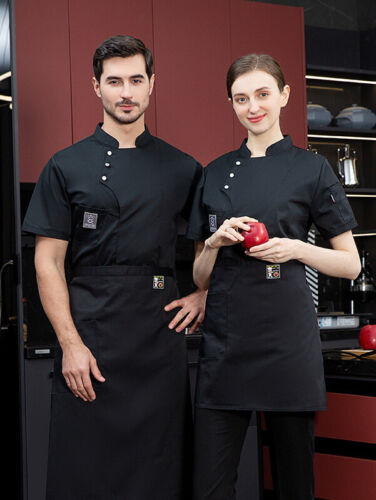 Free Custom Unisex Women Men Chef Coat Cook Jacket Restaurant Kitchen Uniform