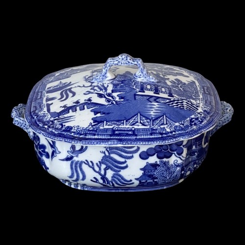 Seltene antike 1870 BLUE WILLOW Suppenterrine Schüssel mit Deckel England - Bild 6 von 6