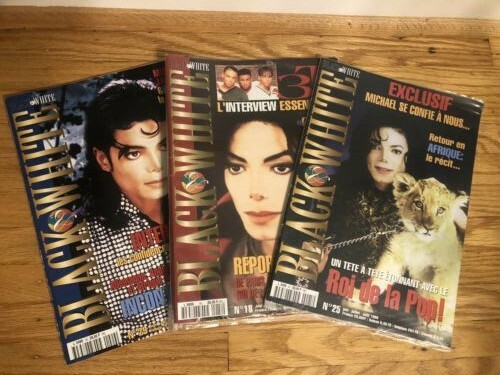 Black & White Official Michael Jackson Fan Magazine Lot of 3 RARE IN USA - Afbeelding 1 van 5